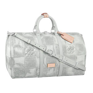 Louis Vuitton Keepall Bandouliere 50 Damier Salt Grey Logo Weekend Travel Bag